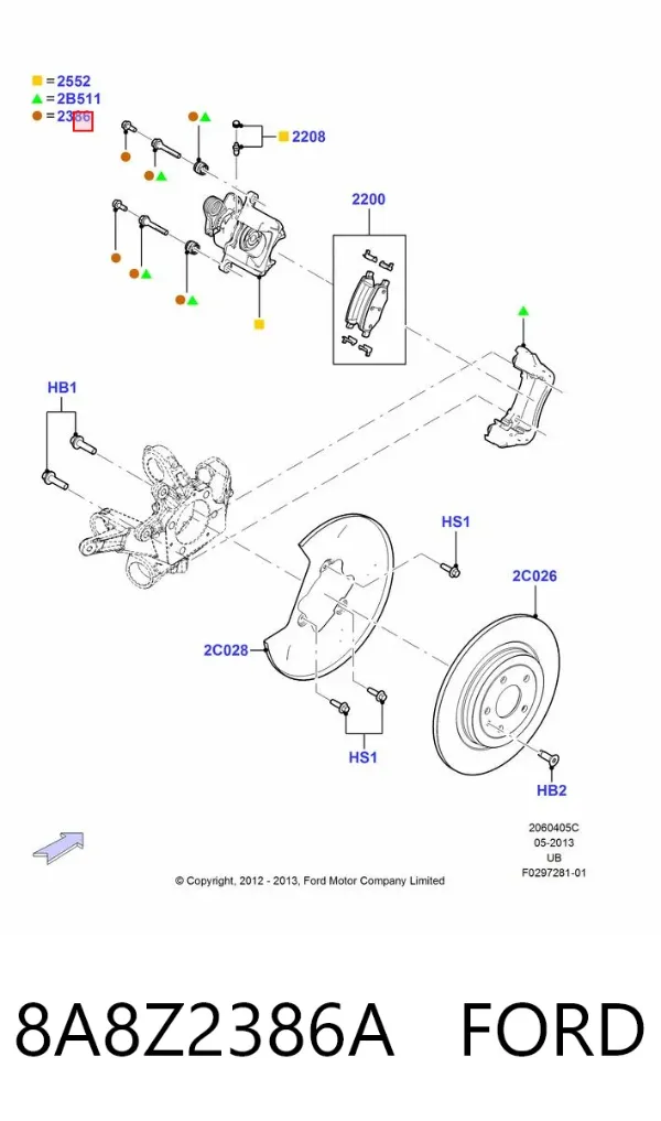 Zestaw naprawczy zacisku hamulcowego tylnego 8A8Z2386A Ford