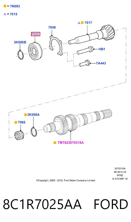 Łożysko wału sprzęgłowego skrzyni biegów 8C1R7025AA Ford