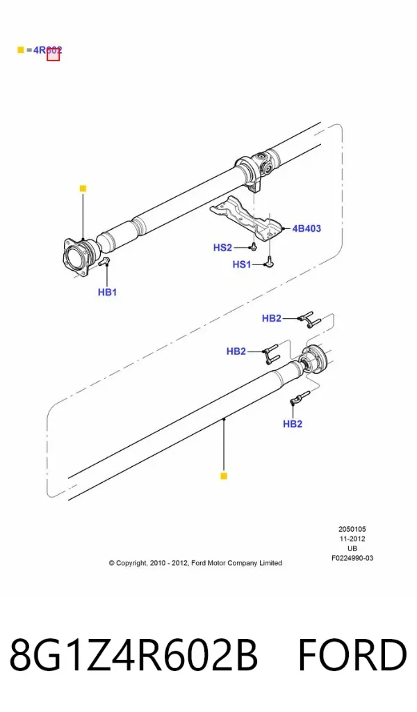 Krzyżak wału Cardana tylnego 8G1Z4R602B Ford