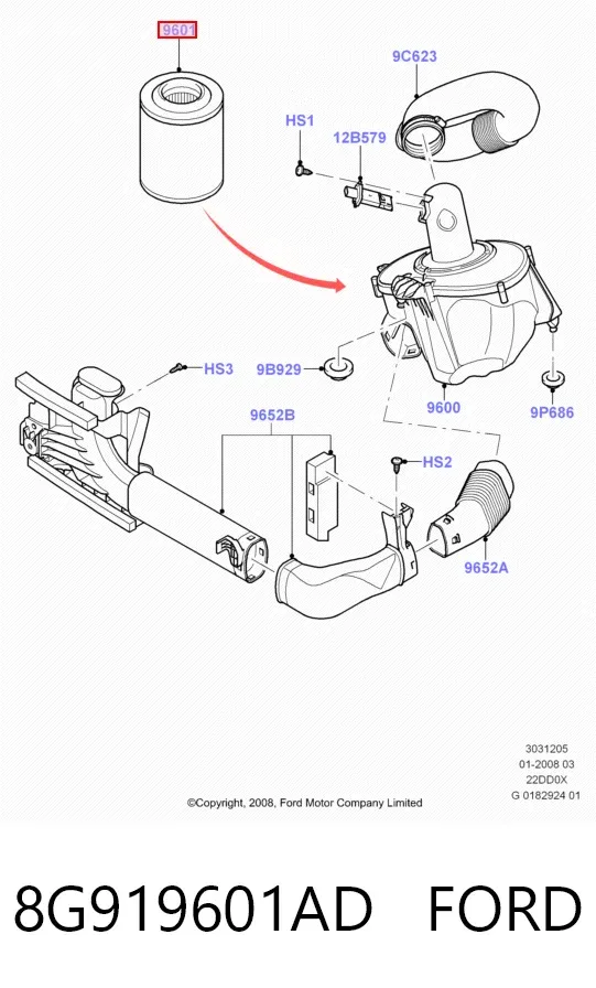 Filtr powietrza 8G919601AD Ford