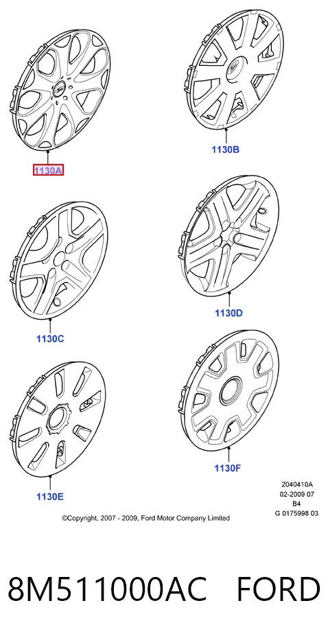 Kołpak do obręczy koła 8M511000AC Ford