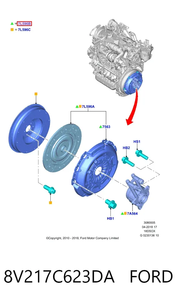 Zestaw sprzęgła (3 części) 8V217C623DA Ford
