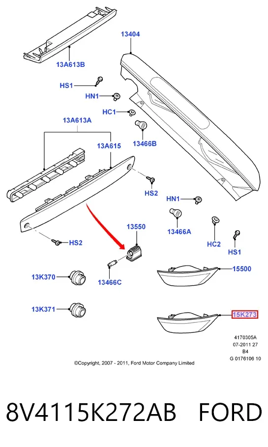 Przednia lampa przeciwmgielna tylna prawa 8V4115K272AB Ford