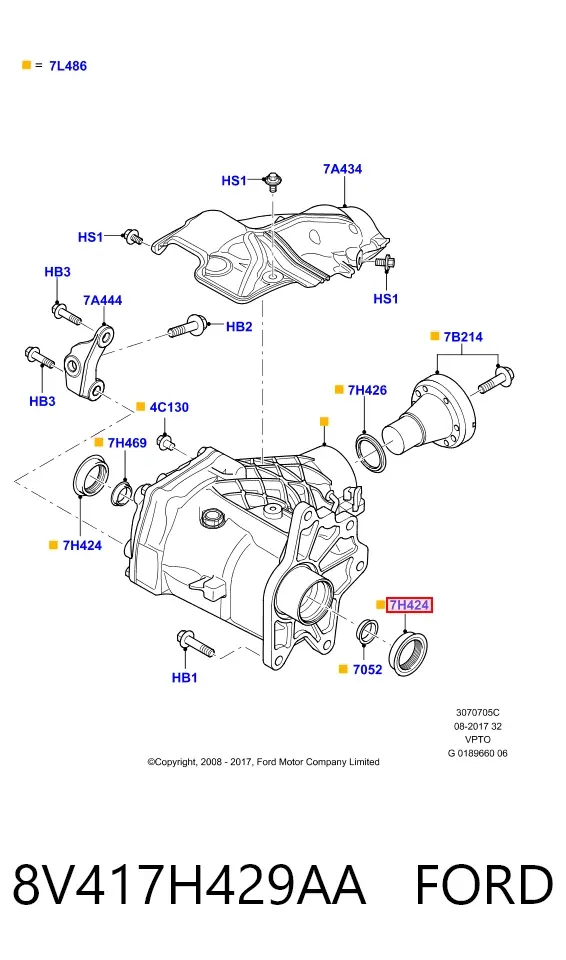 Uszczelniacz reduktora mostu przedniego 8V417H429AA Ford