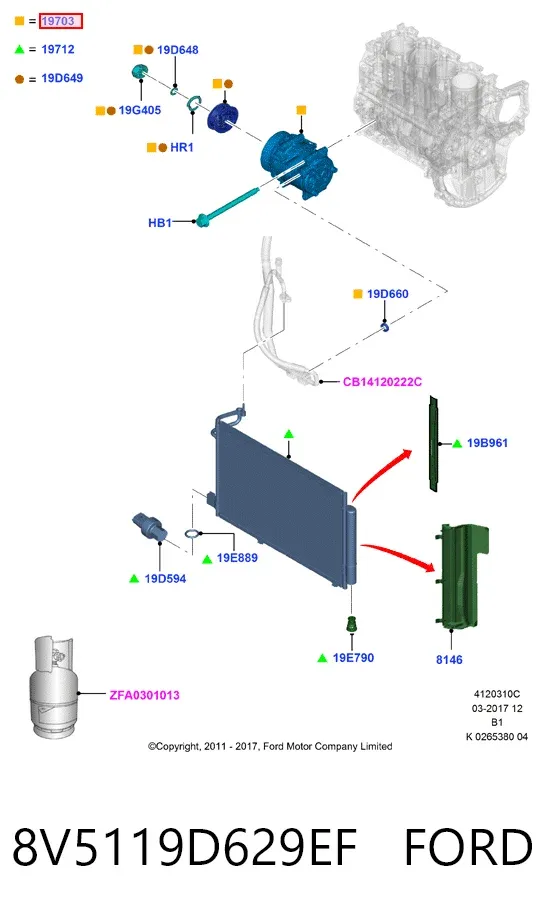 Sprężarka klimatyzacji 8V5119D629EF Ford