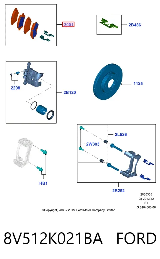Klocki hamulcowe przednie tarczowe 8V512K021BA Ford