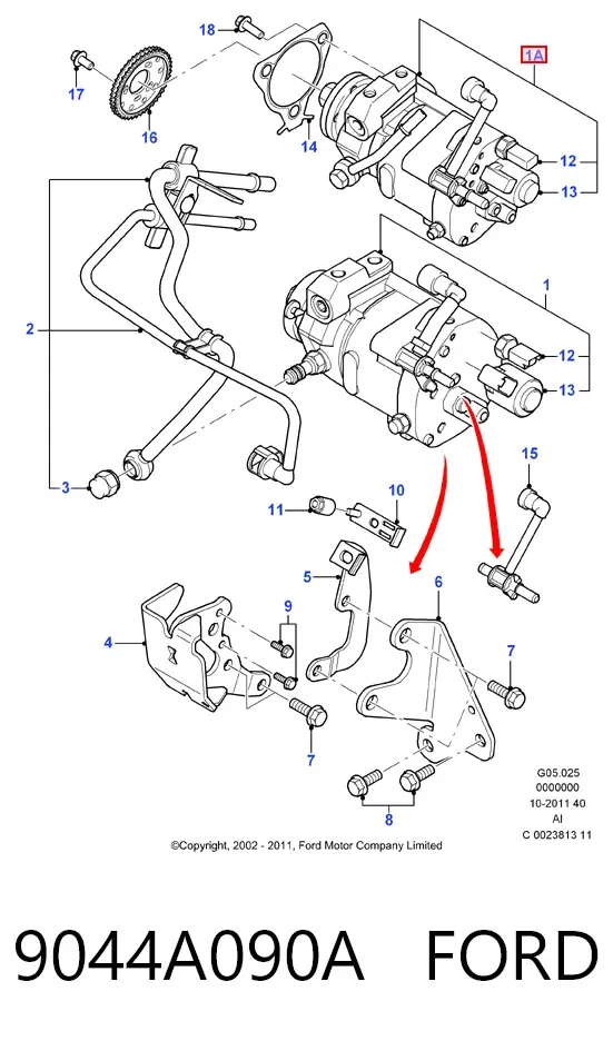 Pompa wtryskowa wysokiego ciśnienia 9044A090A Ford
