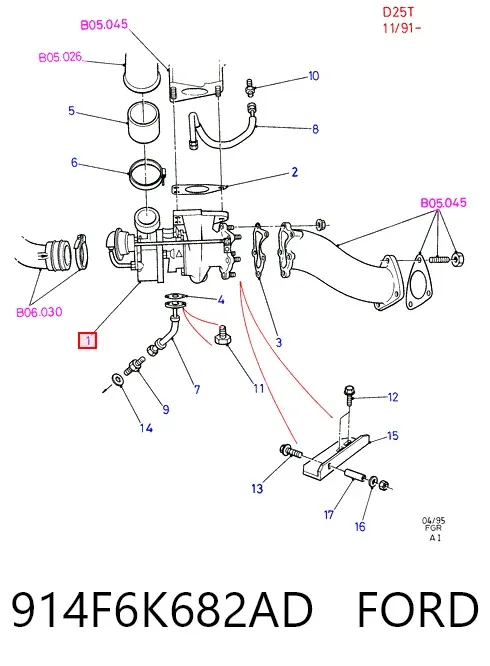 Turbina 914F6K682AD Ford