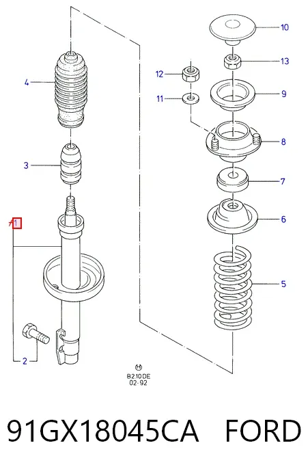 Amortyzator przedni 91GX18045CA Ford