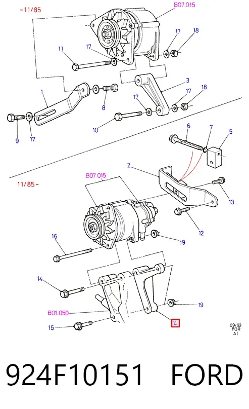 Wspornik alternatora 924F10151 Ford