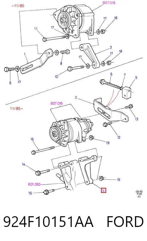 Wspornik alternatora 924F10151AA Ford