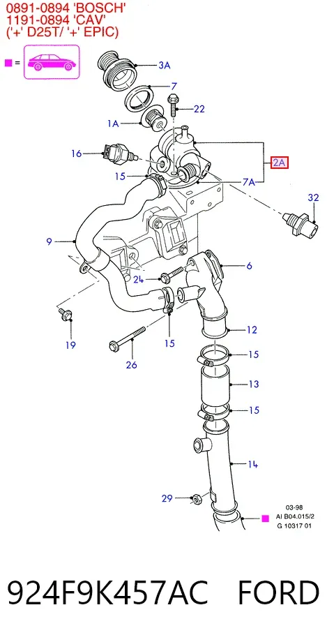 Obudowa termostatu 924F9K457AC Ford