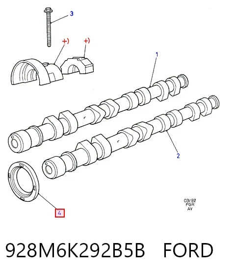 Uszczelniacz wałka rozrządu silnika 928M6K292B5B Ford
