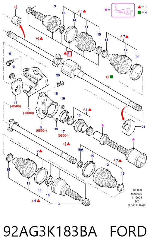 Przegub homokinetyczny przedni zewnętrzny 92AG3K183BA Ford