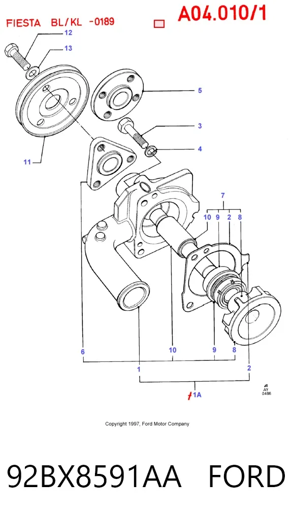 Pompa chłodząca wodna 92BX8591AA Ford