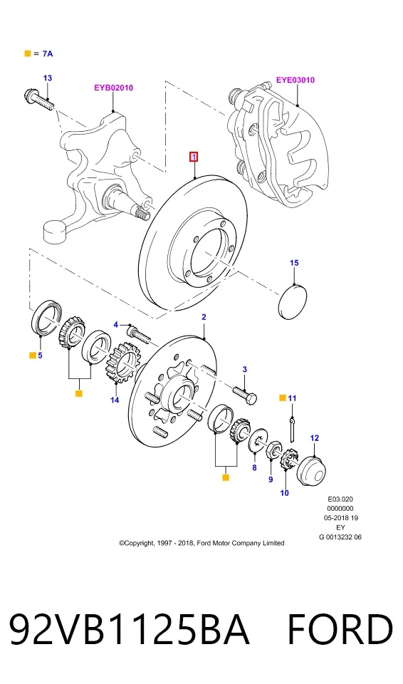 Tarcza hamulcowa przednia 92VB1125BA Ford