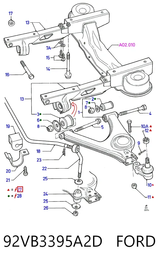 Sworzeń wahacza dolny 92VB3395A2D Ford