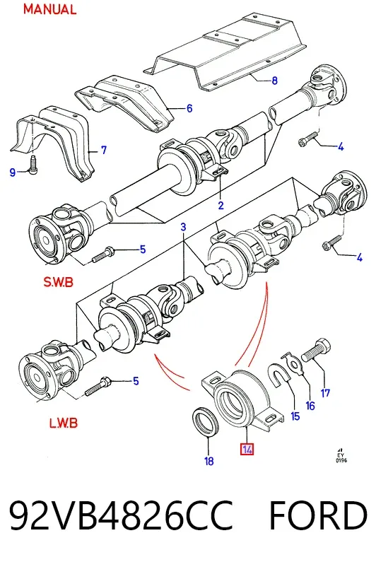 Łożysko podwieszane wału Cardana 92VB4826CC Ford
