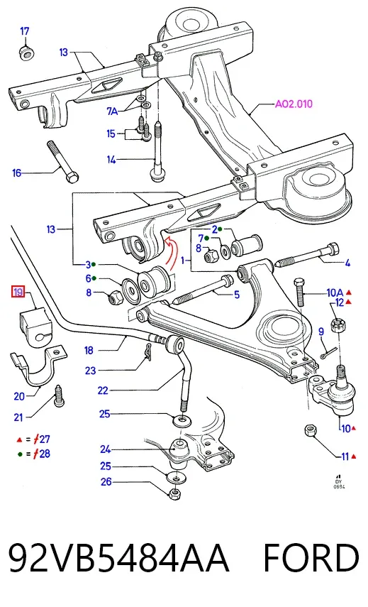 Tuleja stabilizatora przedniego 92VB5484AA Ford