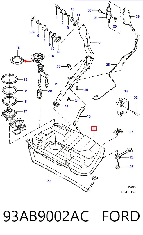 Zbiornik paliwa 93AB9002AC Ford