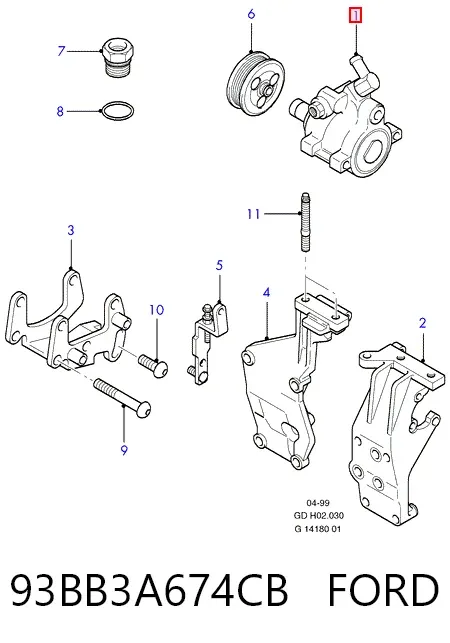 Pompa wspomagania hydraulicznego kierownicy 93BB3A674CB Ford
