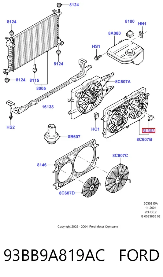 Rezystor wentylatora nagrzewnicy (ogrzewacza kabiny) 93BB9A819AC Ford