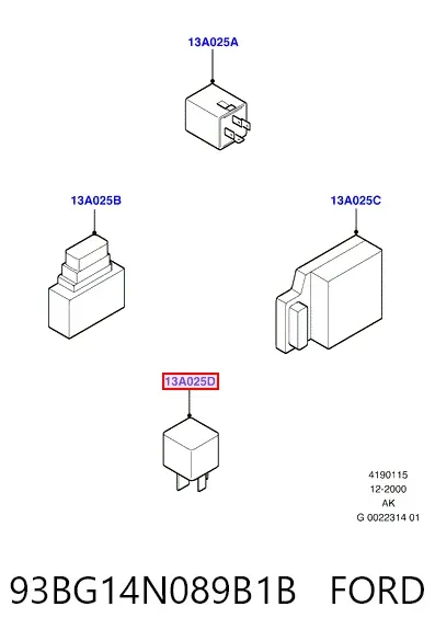 Przekaźnik wentylatora 93BG14N089B1B Ford