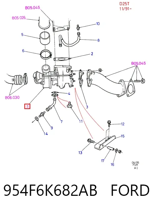 Turbina 954F6K682AB Ford