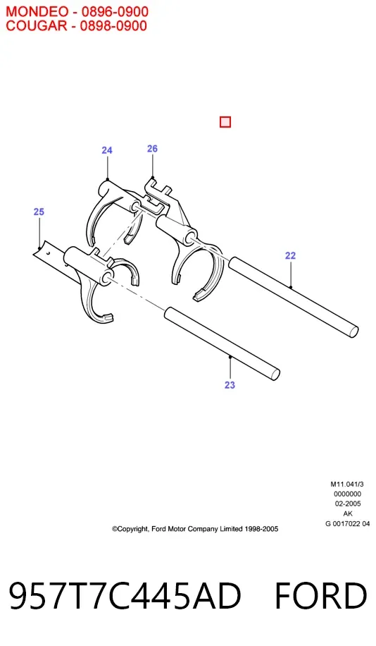 Tuleja mechanizmu zmiany biegów 957T7C445AD Ford