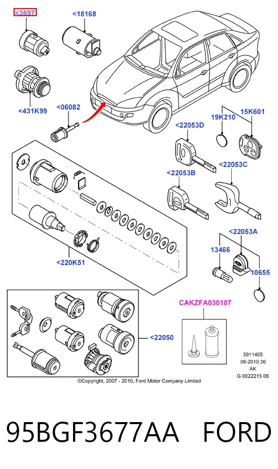 Wkładka stacyjki zapłonowej 95BGF3677AA Ford