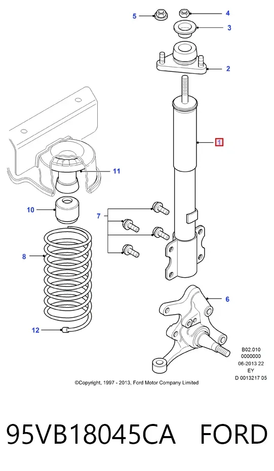 Amortyzator przedni 95VB18045CA Ford