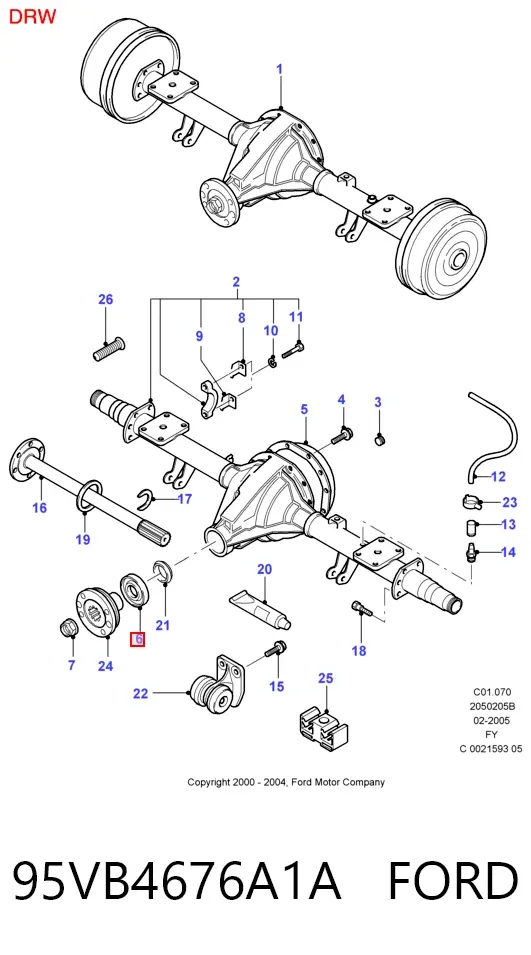 Uszczelniacz końcówki reduktora mostu tylnego 95VB4676A1A Ford