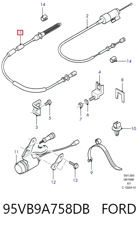 Linka gazu 95VB9A758DB Ford