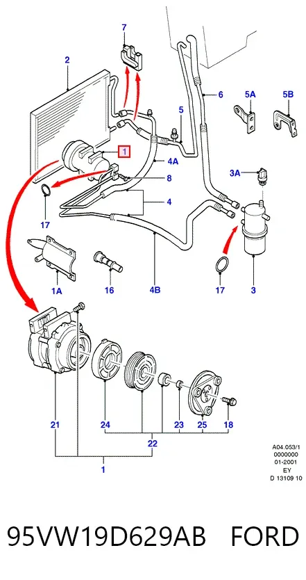 Sprężarka klimatyzacji 95VW19D629AB Ford