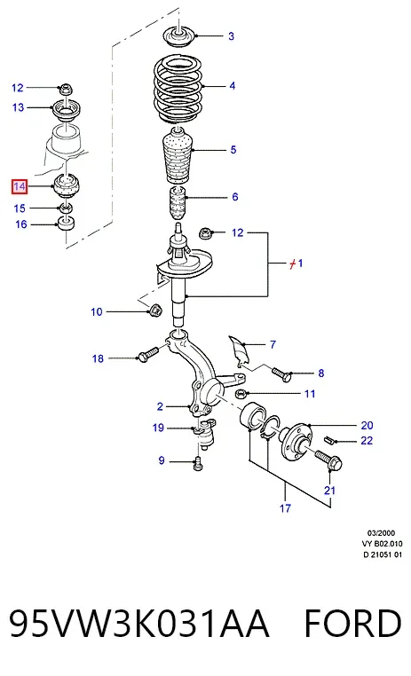 Poduszka amortyzatora przedniego 95VW3K031AA Ford