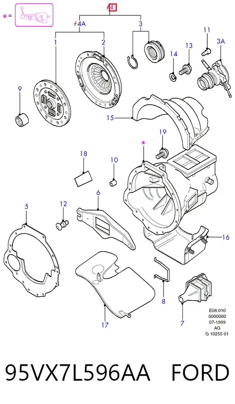 Zestaw sprzęgła (3 części) 95VX7L596AA Ford