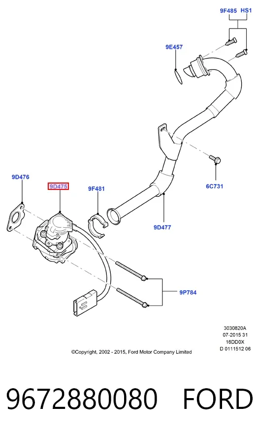 Zawór recyrkulacji spalin EGR 9672880080 Ford