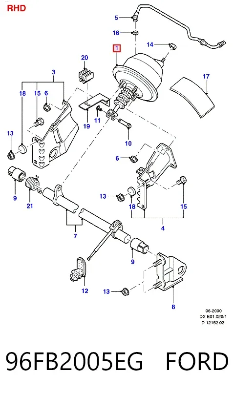 Wzmacniacz próżniowy hamulców 96FB2005EG Ford