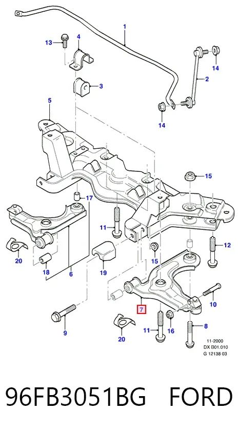 Wahacz zawieszenia przedniego dolny lewy 96FB3051BG Ford