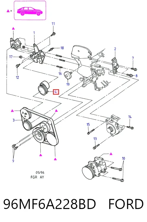 Napinacz paska napędowego 96MF6A228BD Ford