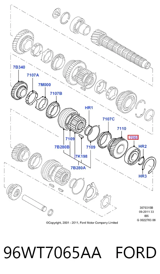 Łożysko wału głównego skrzyni biegów 96WT7065AA Ford