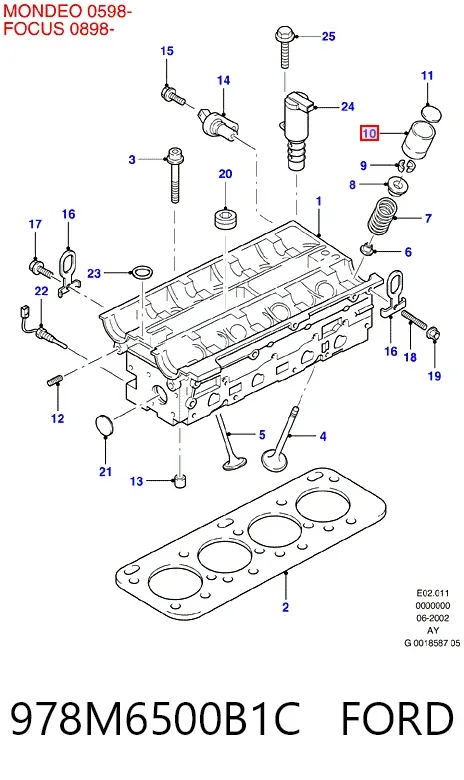 Kompensator hydrauliczny (popychacz hydrauliczny), popychacz zaworu 978M6500B1C Ford