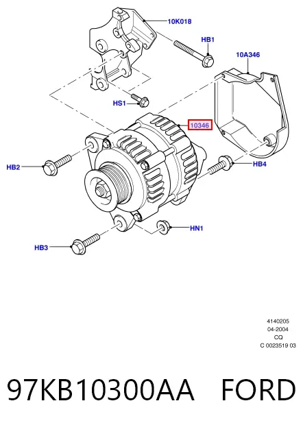 Alternator 97KB10300AA Ford