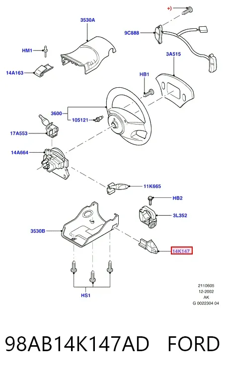 Przełącznik zespolony, sterownik systemu audio 98AB14K147AD Ford