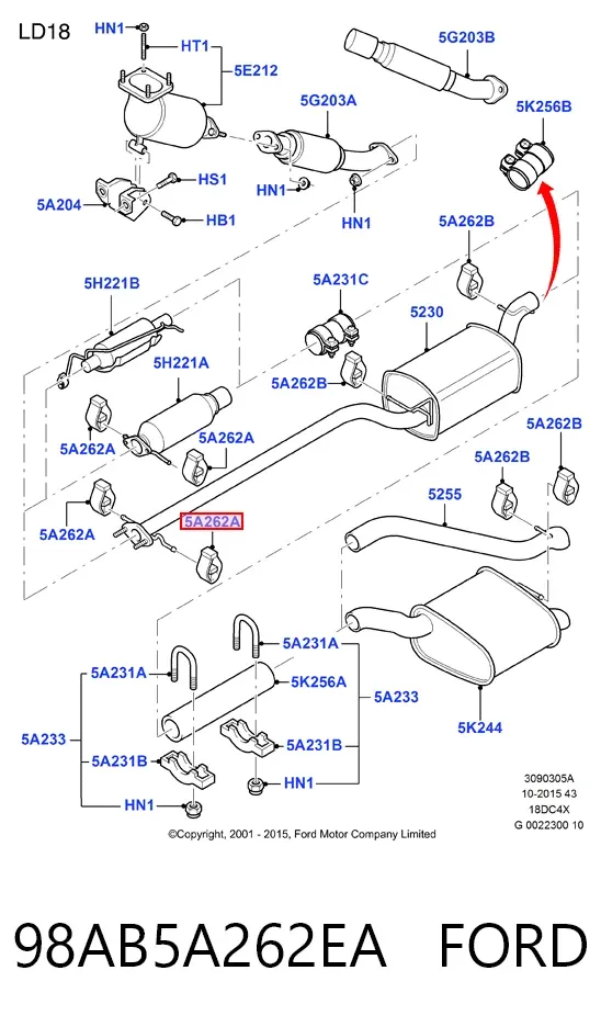 Poduszka mocowania tłumika 98AB5A262EA Ford
