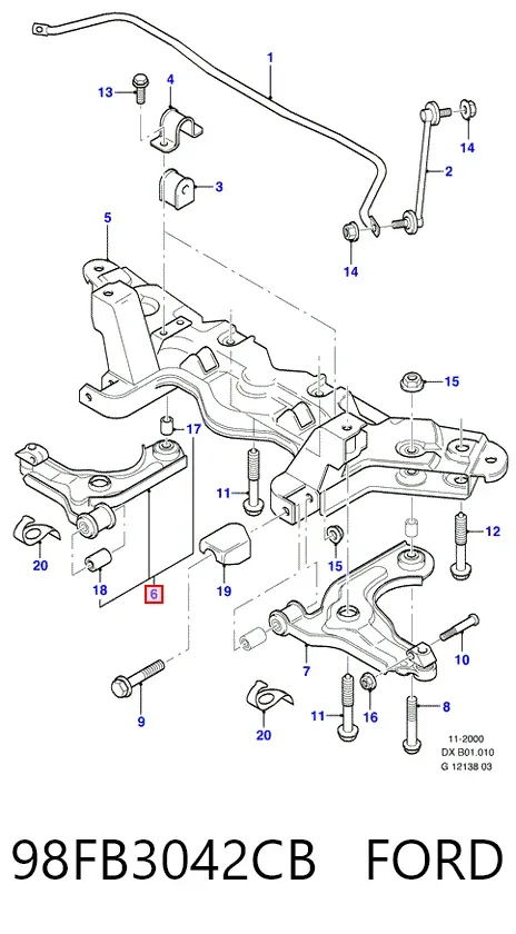 Wahacz zawieszenia przedniego dolny prawy 98FB3042CB Ford