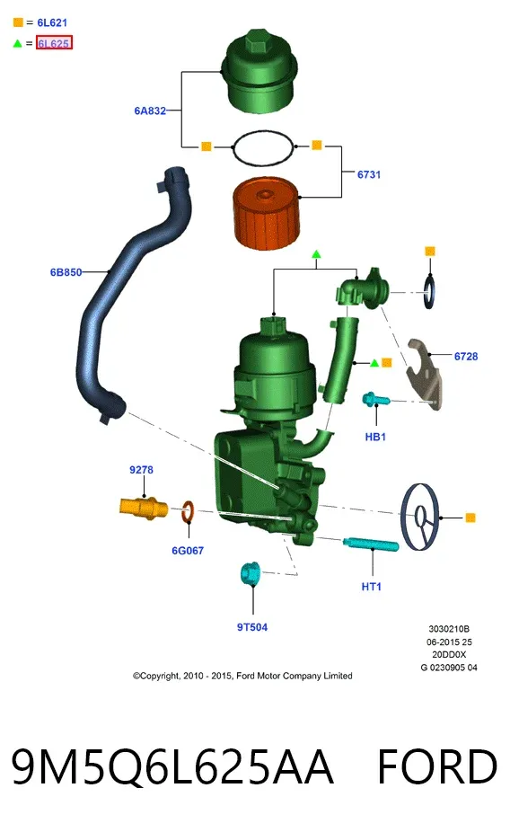 Obudowa filtra oleju 9M5Q6L625AA Ford