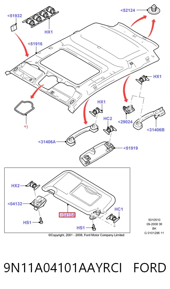 Osłona przeciwsłoneczna 9N11A04101AAYRCI Ford