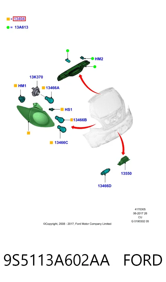 Lampa zespolona tylna prawa 9S5113A602AA Ford