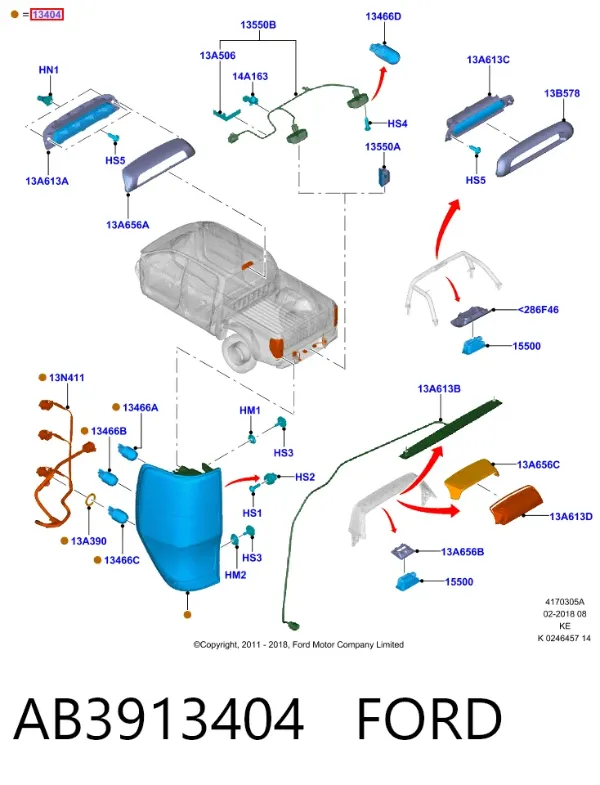 Lampa zespolona tylna prawa AB3913404 Ford